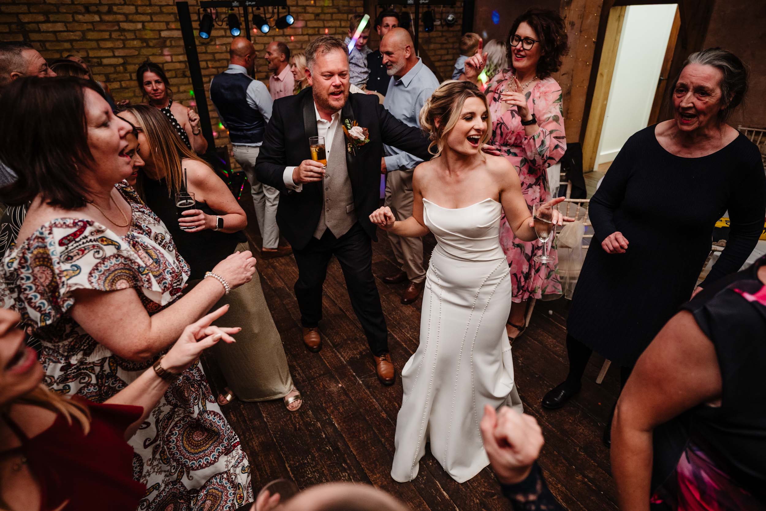 bride having the time of her life