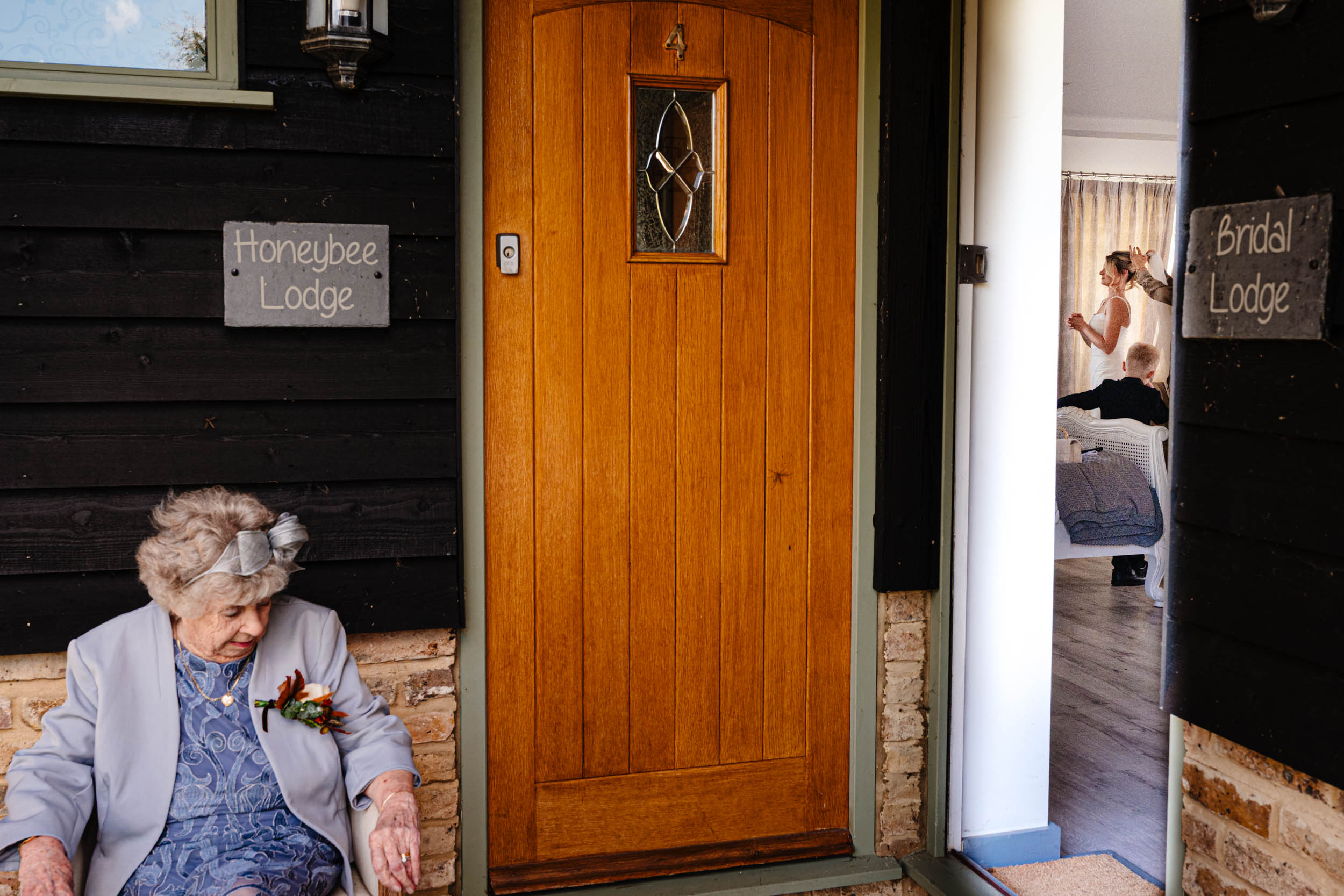 nan on the left bride on the right getting ready