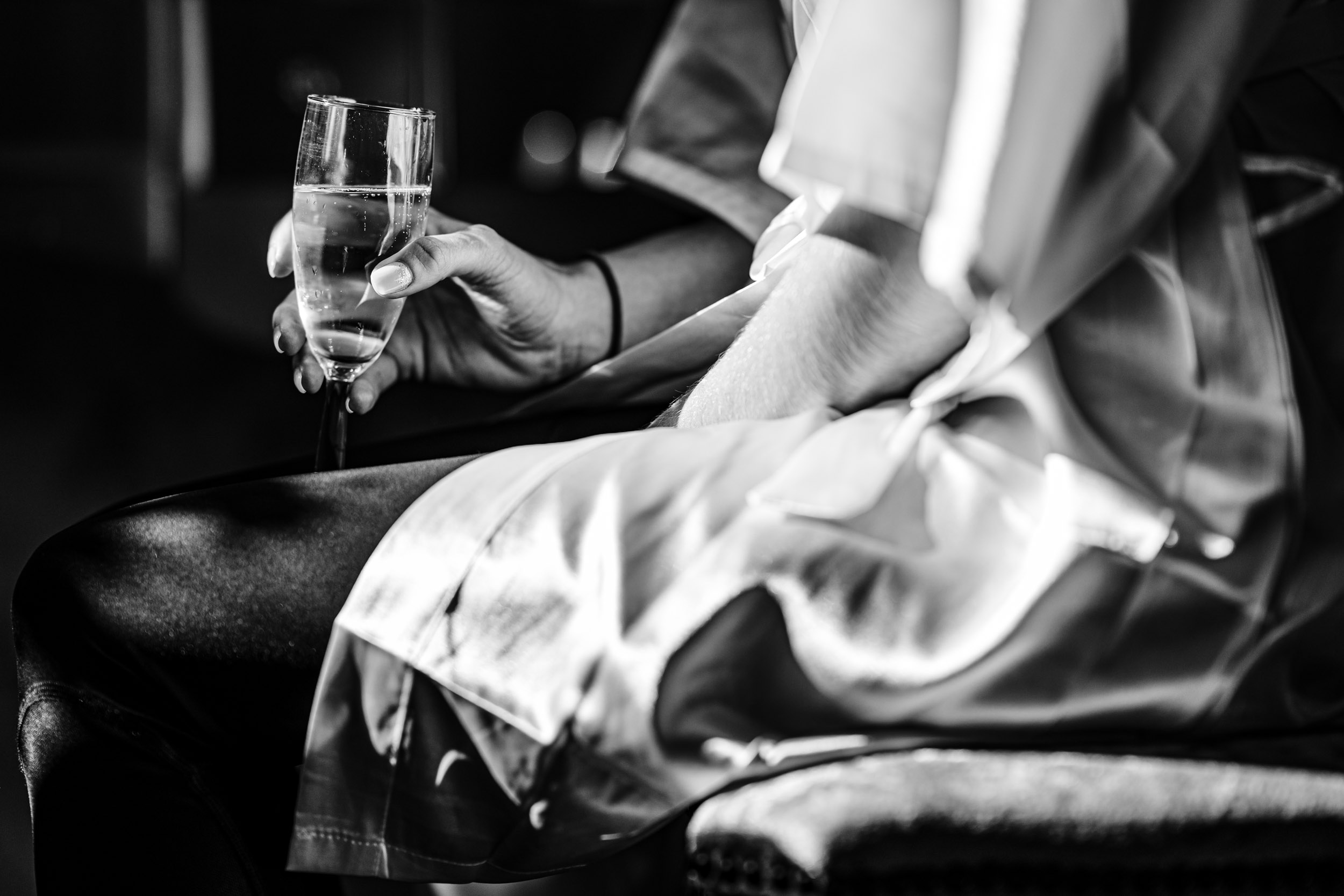 bride holding a prosecco glass