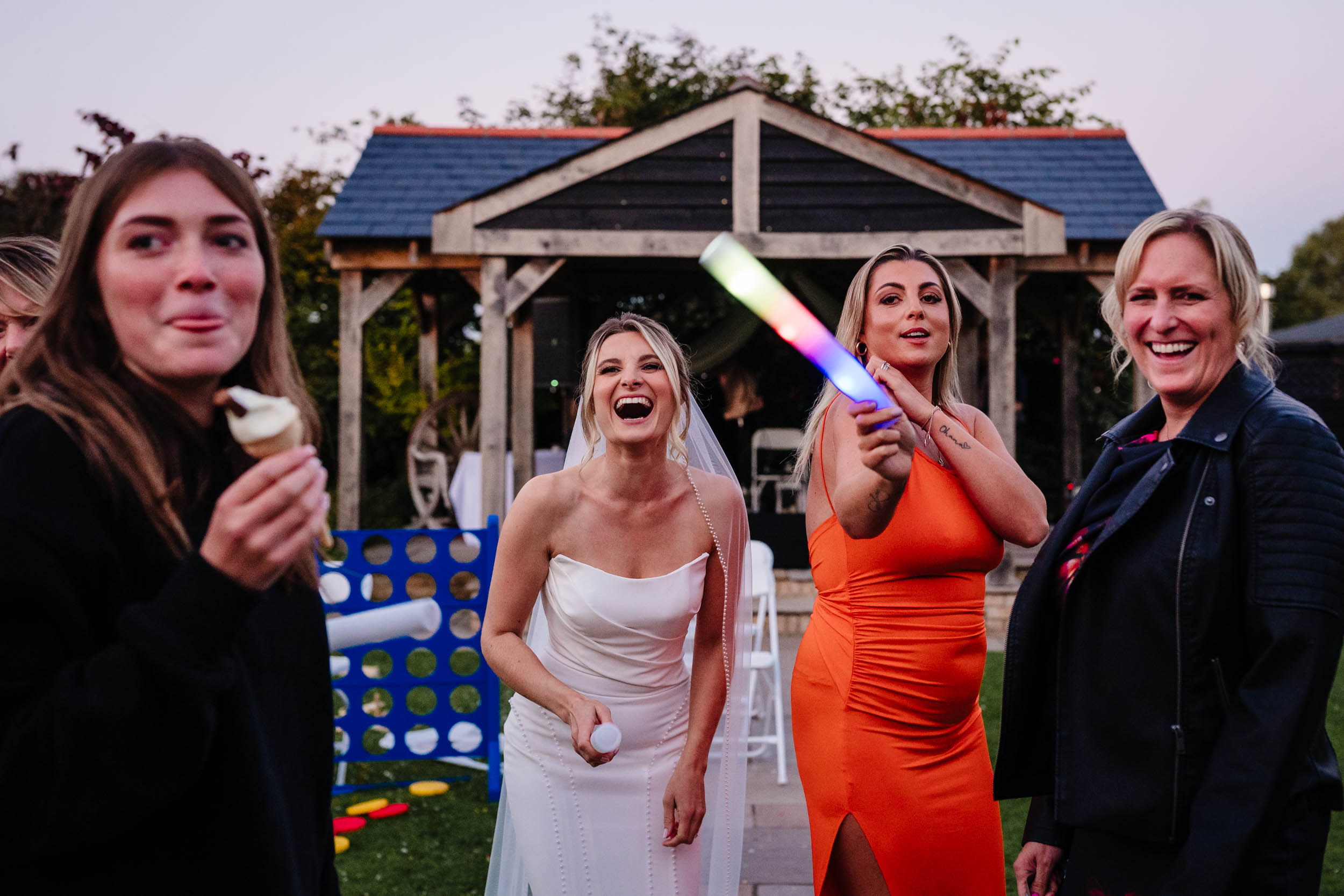 ladies laughing outside in the garden