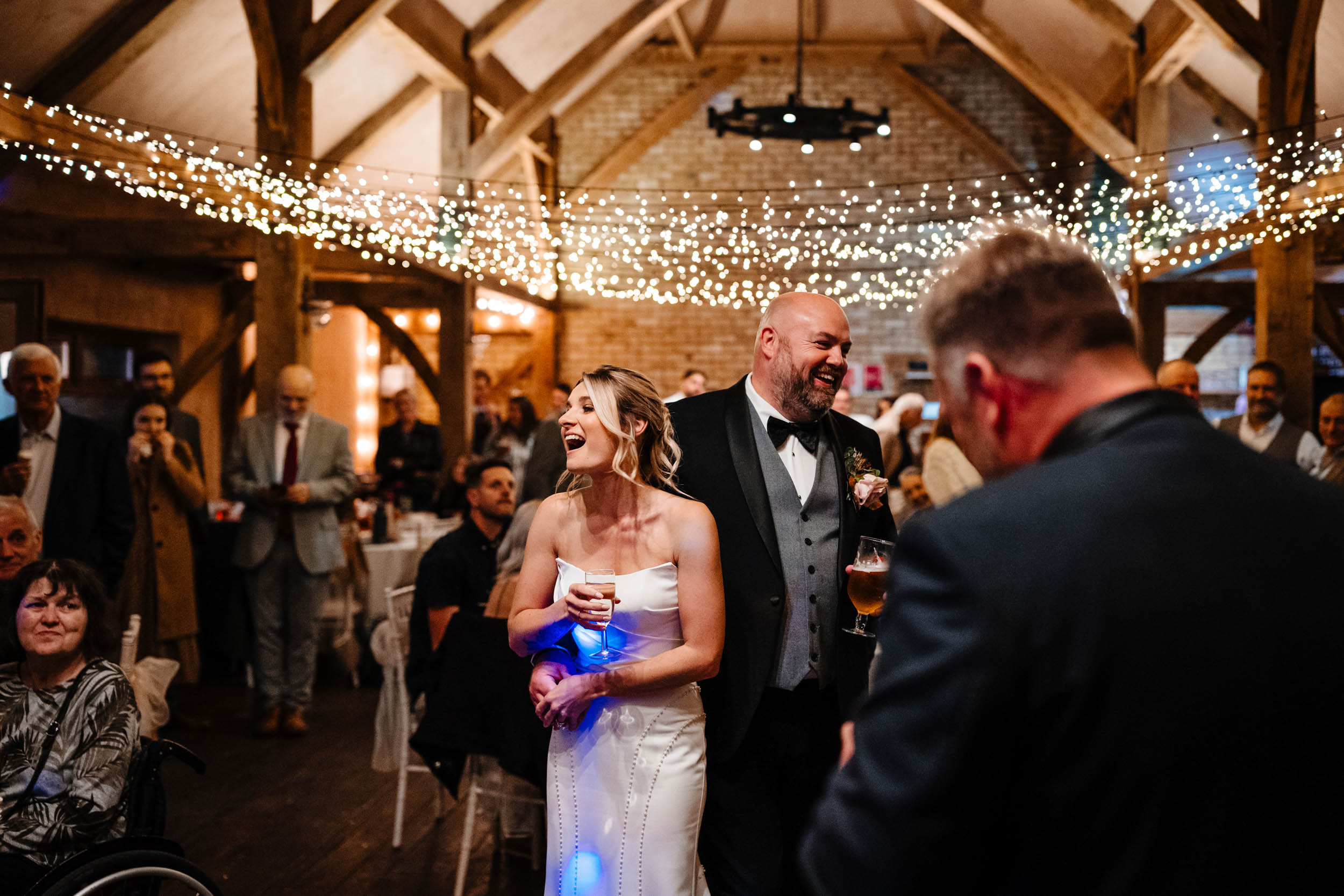 bride and groom during speech