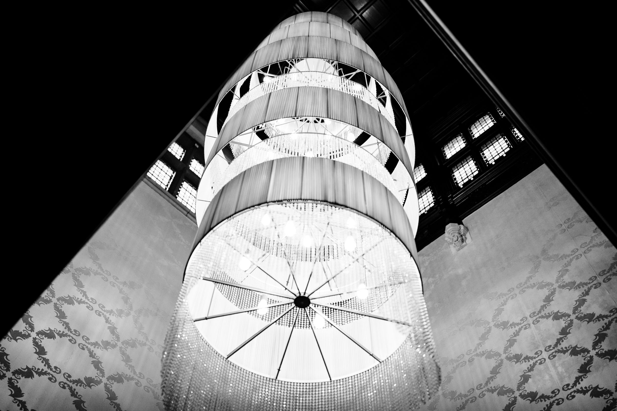 Chandelier detail hanging in the hotel interior