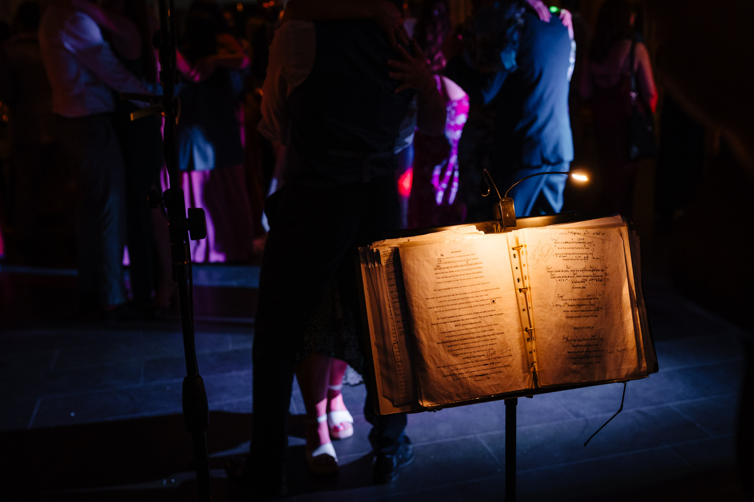 Close up of the band’s handwritten song notes