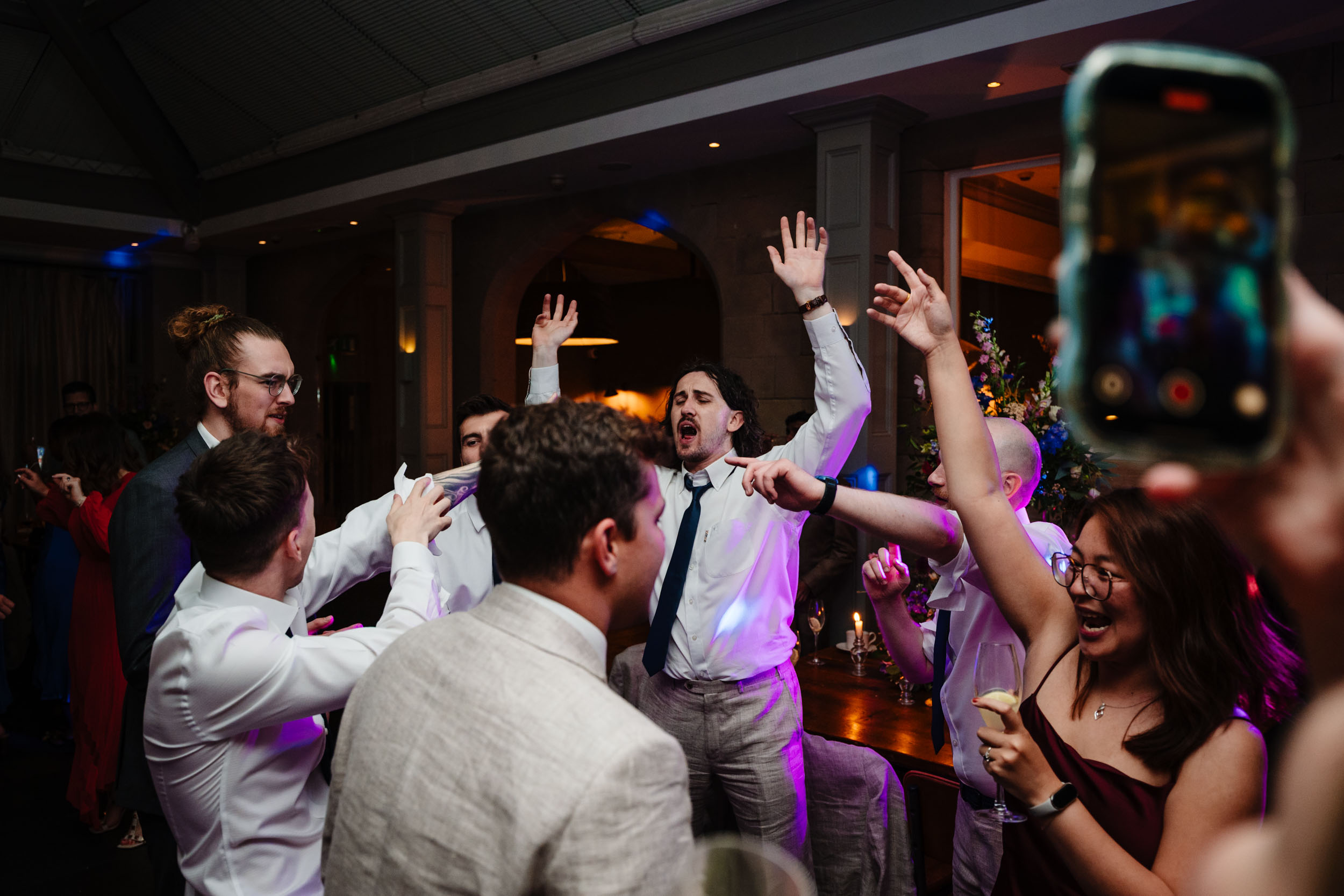 Fun dancefloor moment with guests mid movement