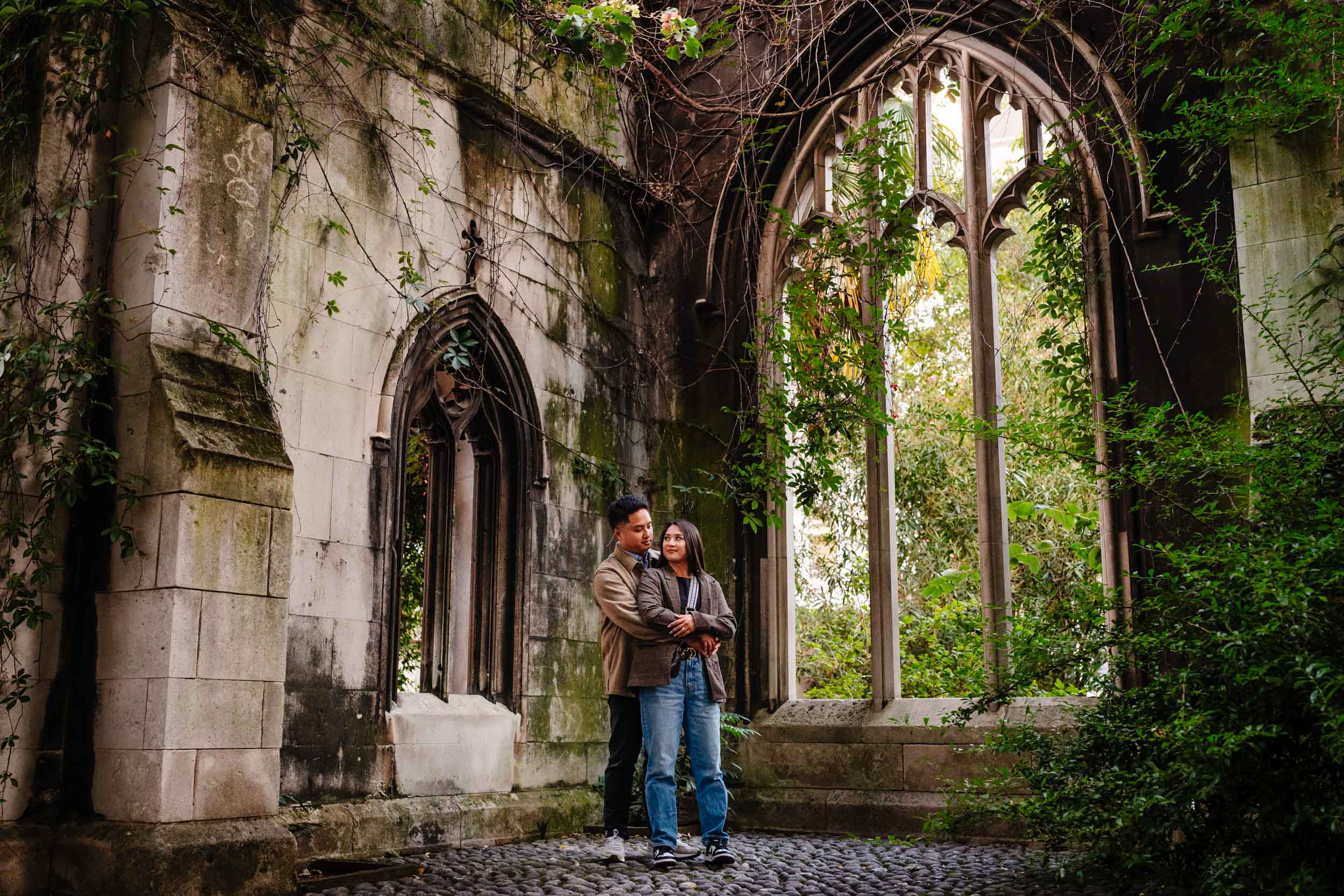 James and Christine laughing together at St Dunstan in the East