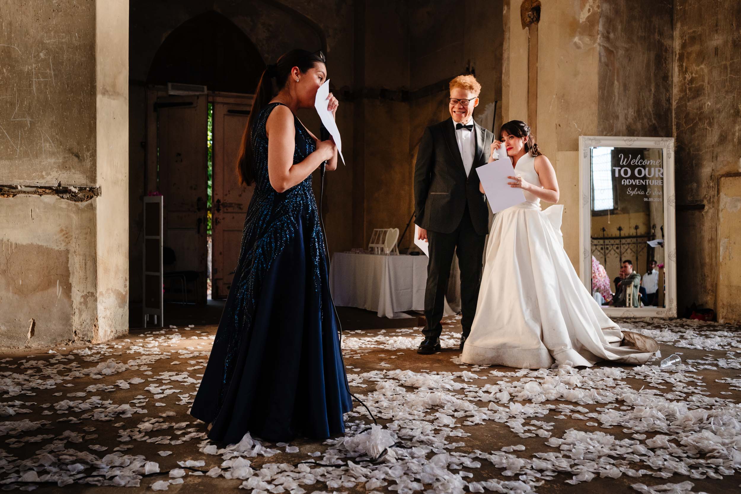 Speeches during the reception, with Sylvia and her mum getting emotional as her mum speaks.