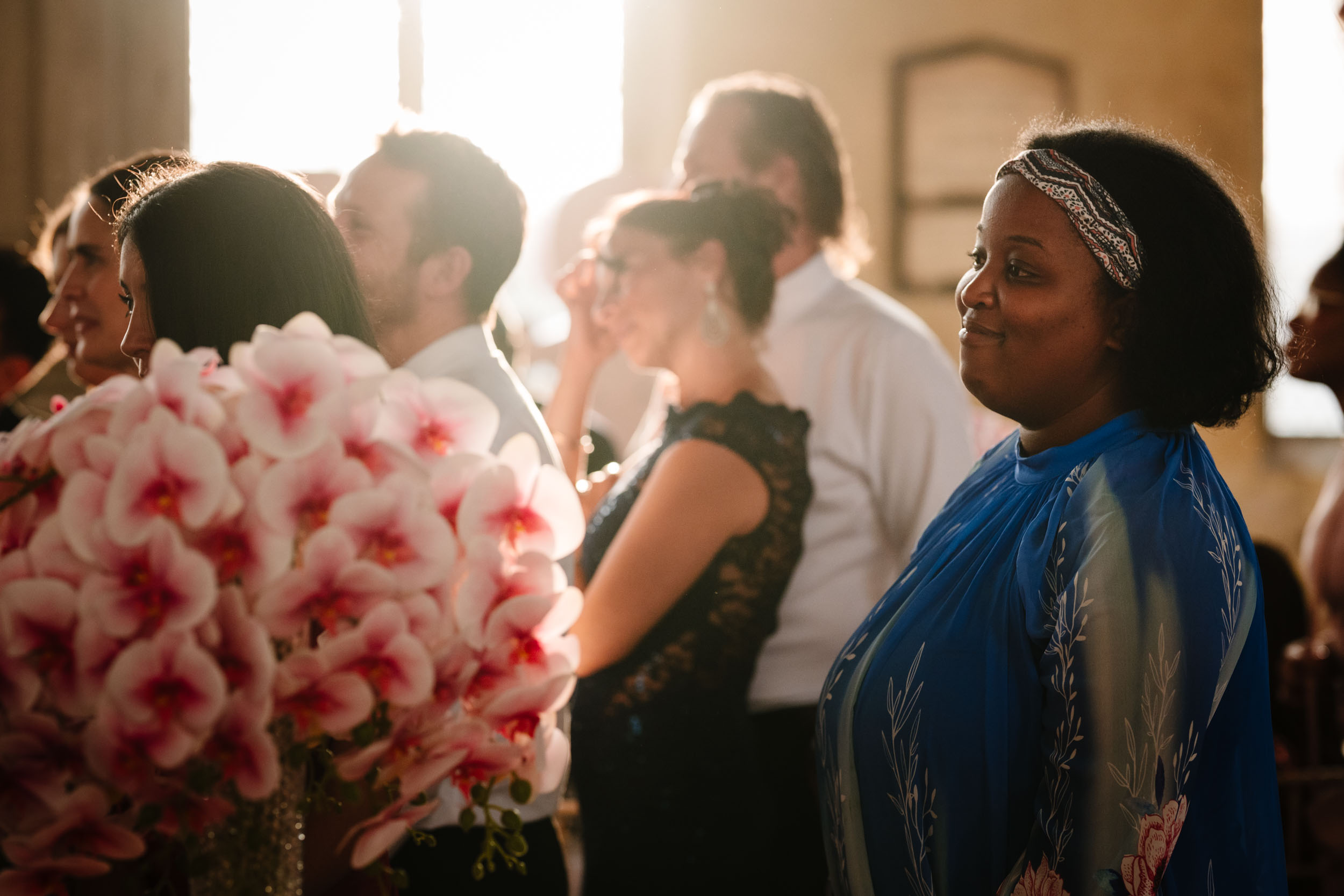 Another guest reaction during the speeches, candid moment of laughter.