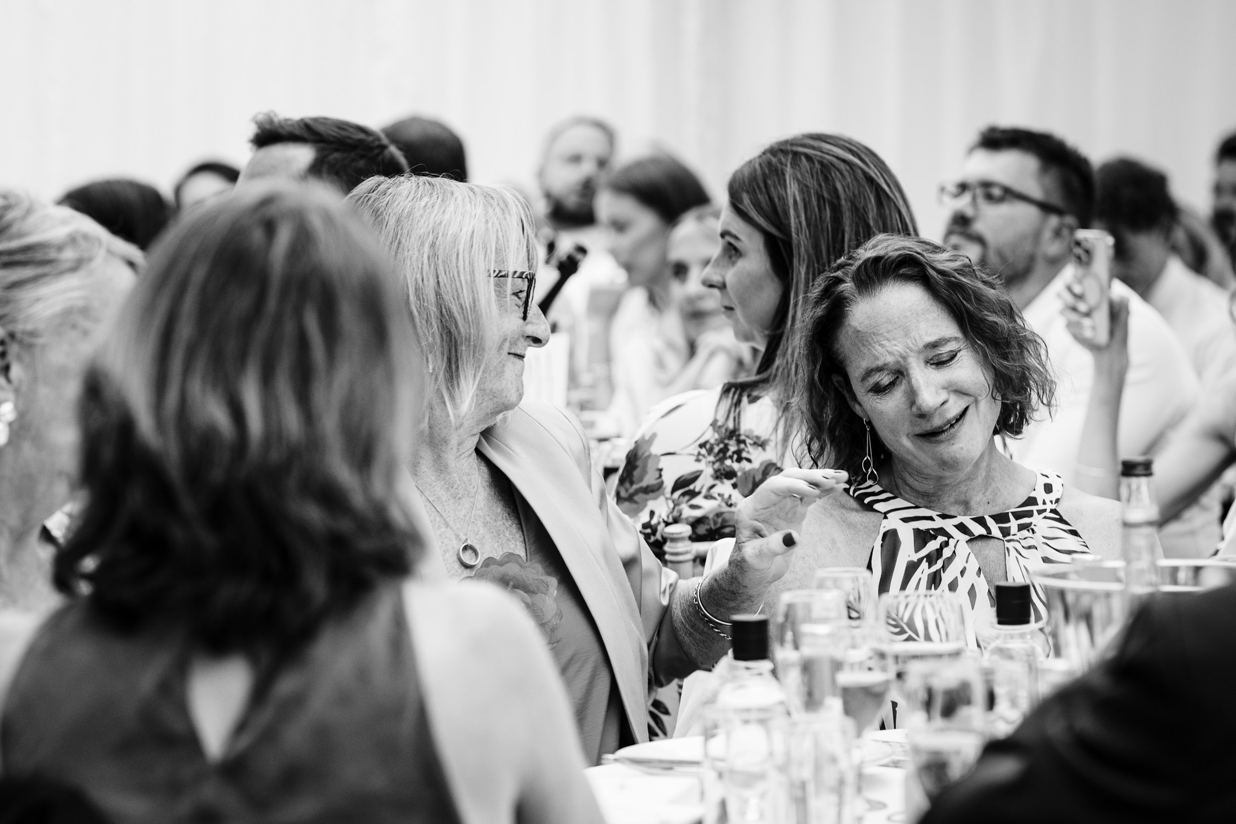 Emotional guest reacting during the wedding speeches