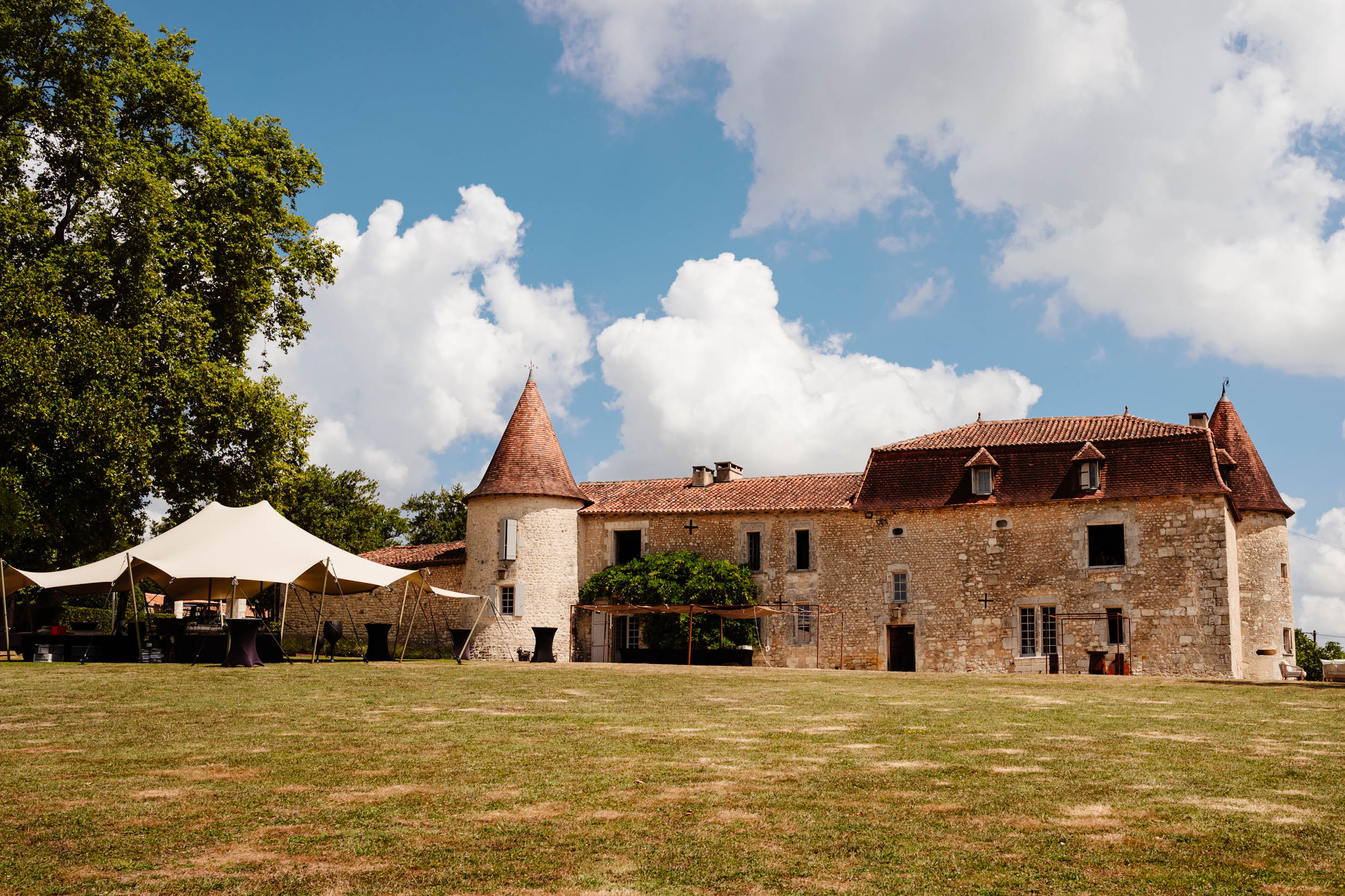 Exterior of Chateau de Lerse wedding venue in southwest France