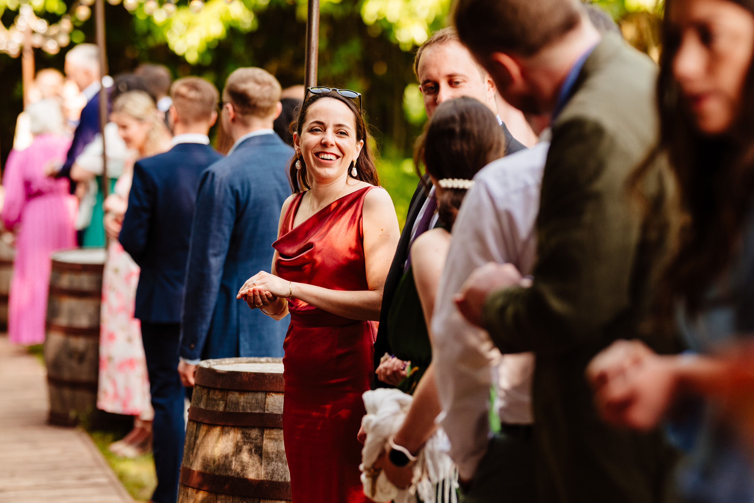 Wedding guests lining up with confetti ready to throw