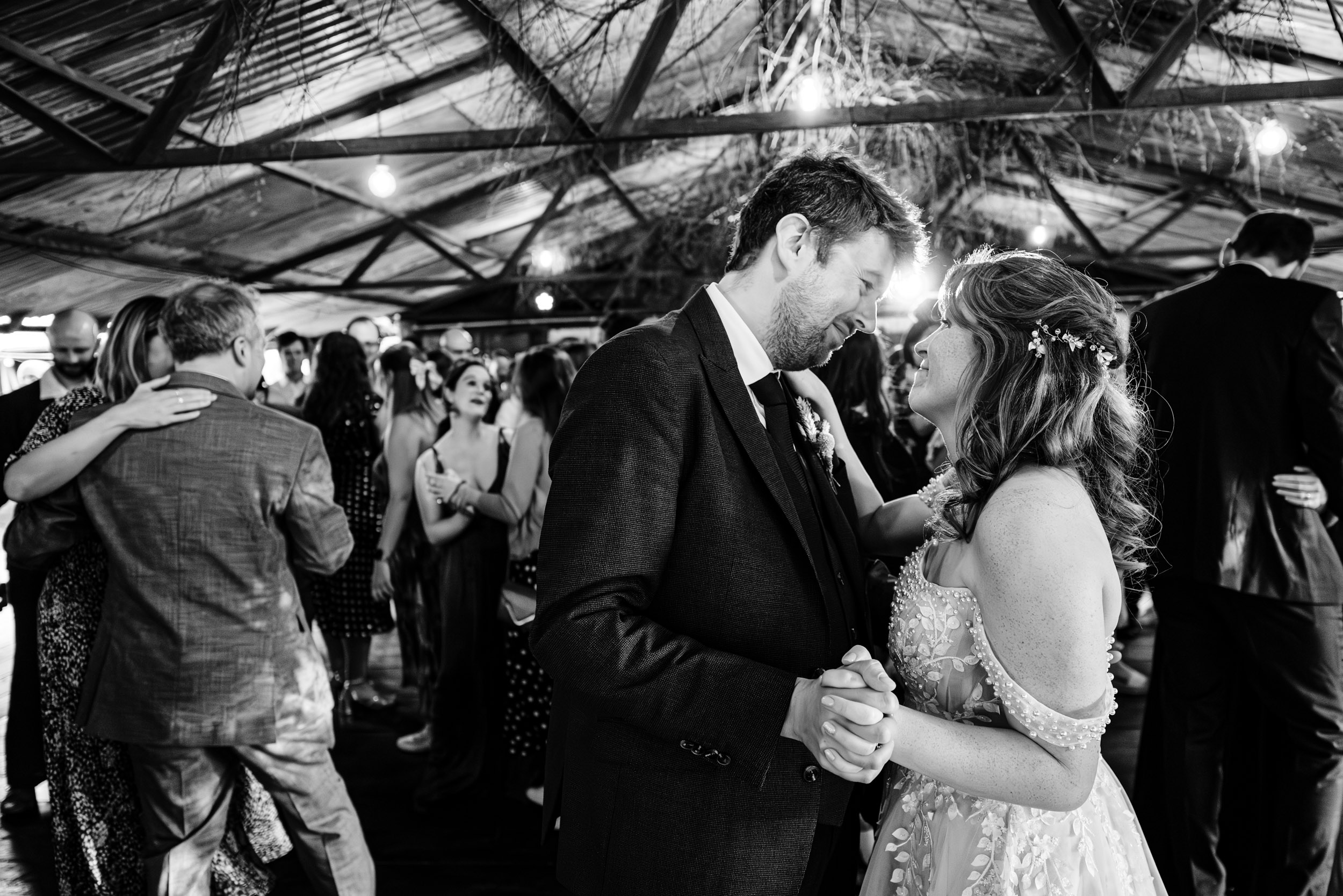 Bride and groom sharing their first dance