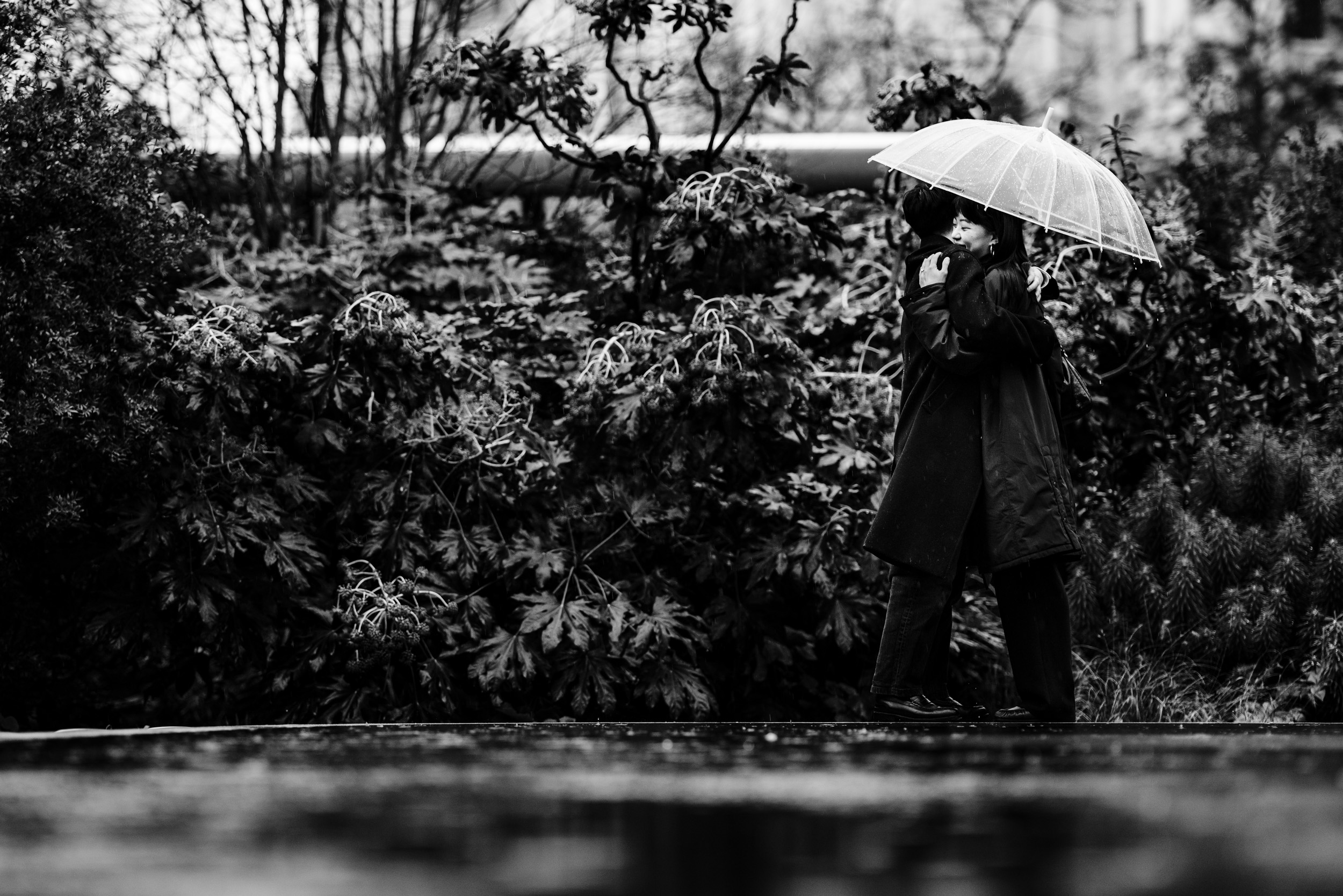 Emotional embrace just after the proposal outside St Paul’s Cathedral in London.