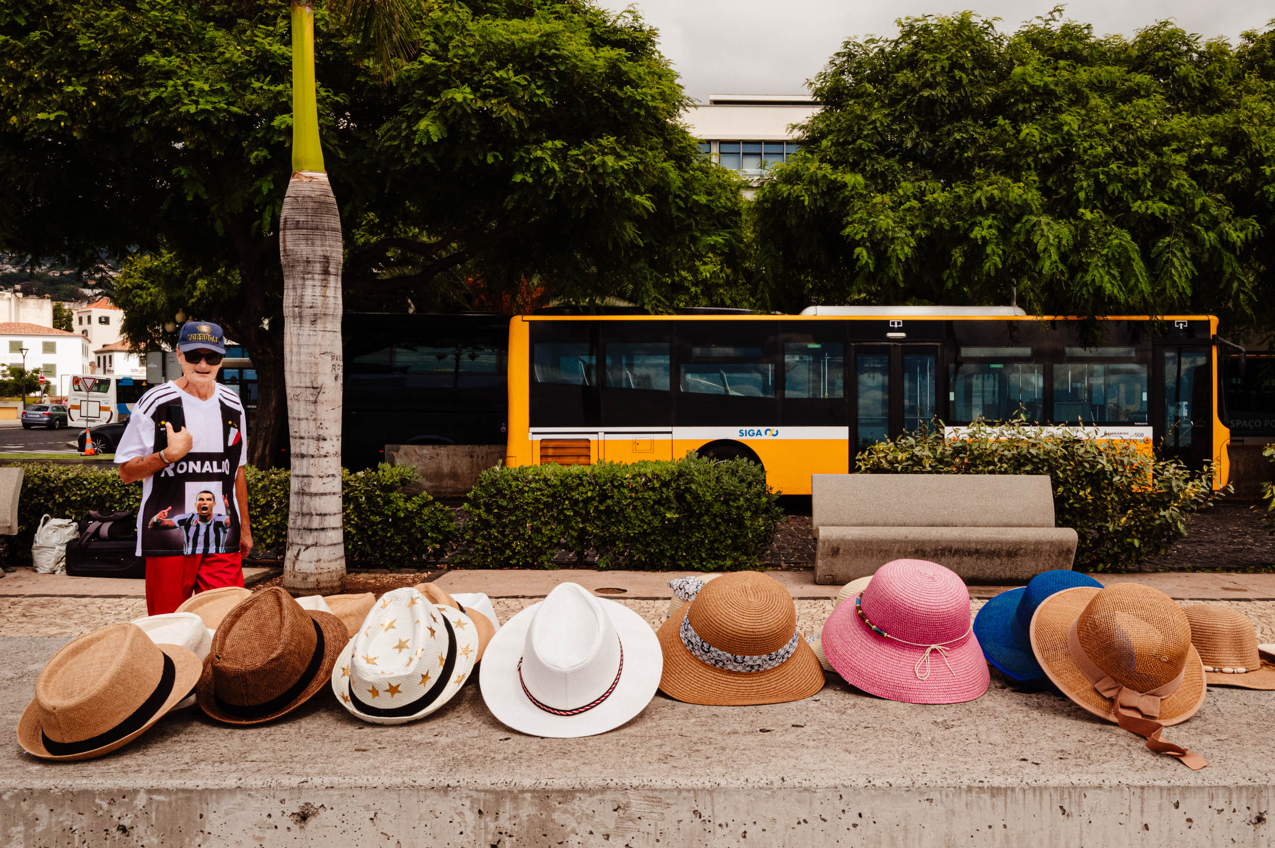 CR7 browsing hats on the streets in Funchal.